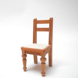 Stuhl mit Polster, gedrechselte Beine, Kirschbaum, Puppenstubenmöbel 1zu12